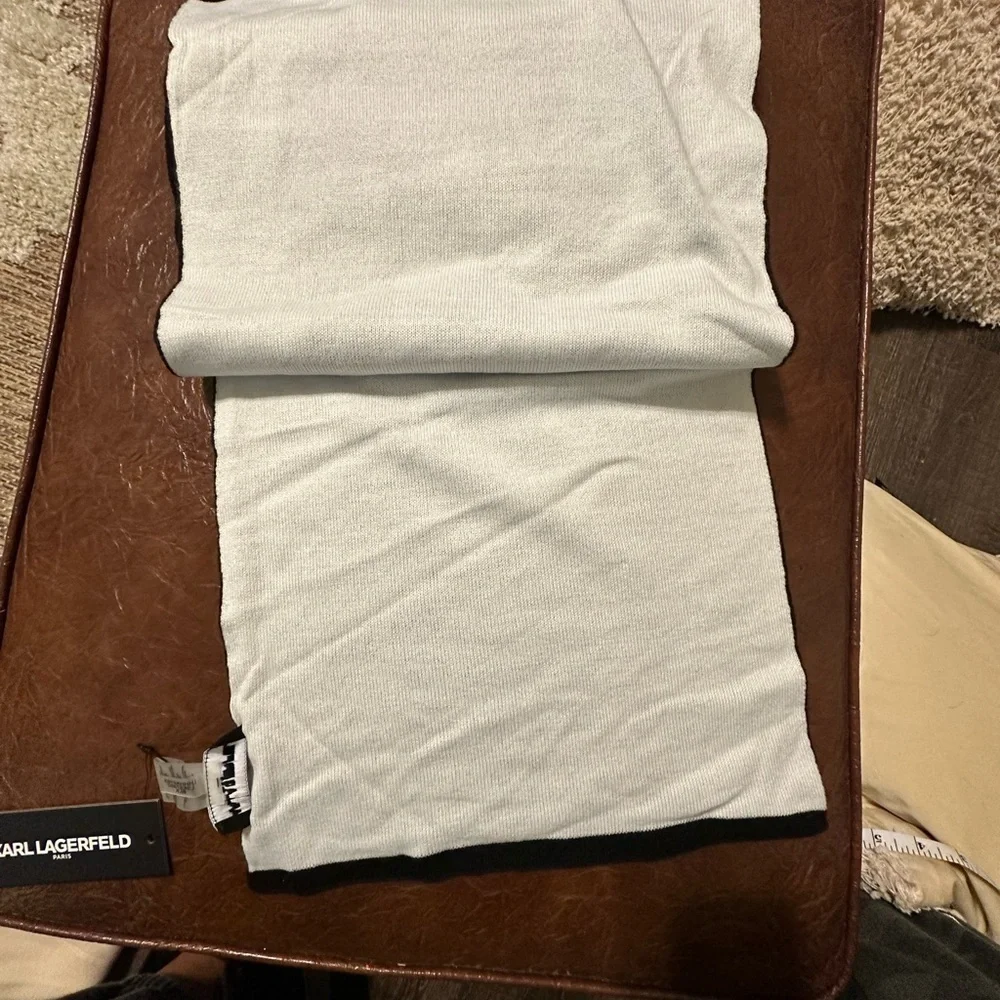 NWT Super cute CHOUPETTE AND KARL EMBELLISHED SCARF from KARL LAGERFELD PARIS.